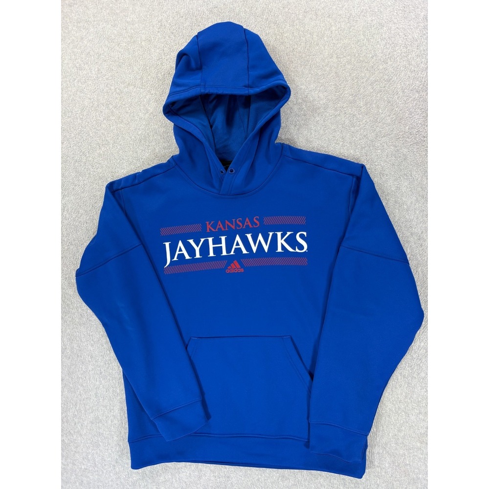 Kansas Jayhawks Adidas Screened Logo Campus Hoodie Sweatshirt (Men's Medium)